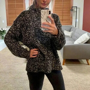 Zara Heavy Knit Black and White Chunky Sweater S